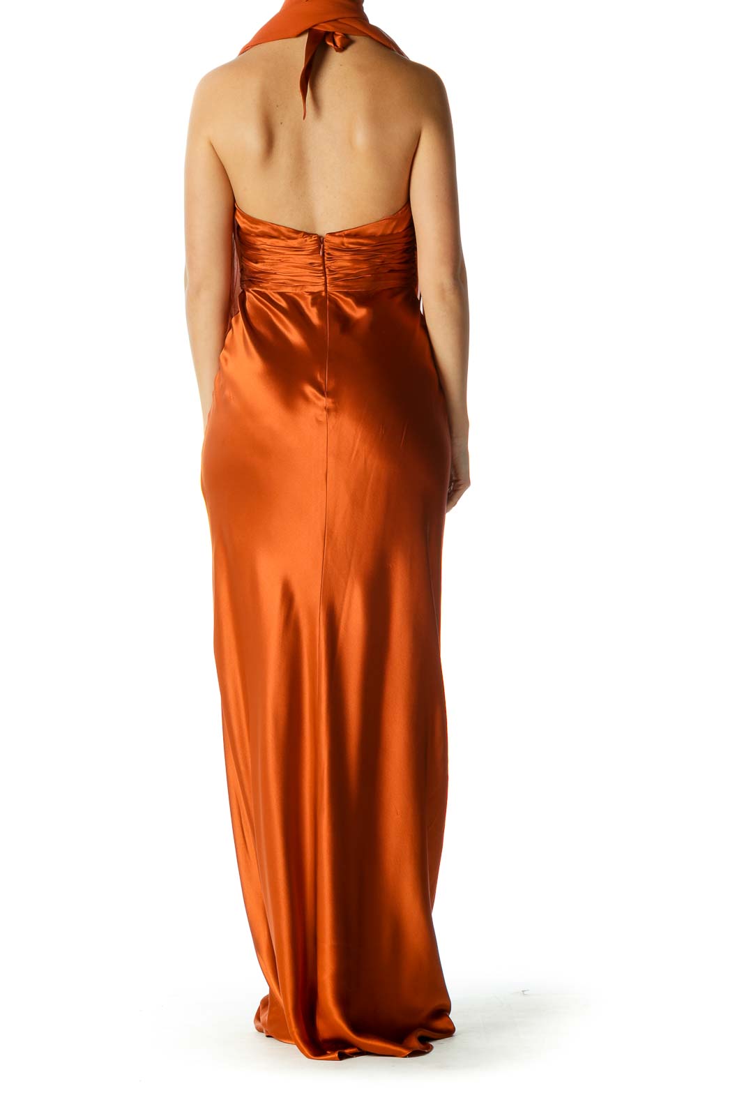 Orange Silk Evening Dress