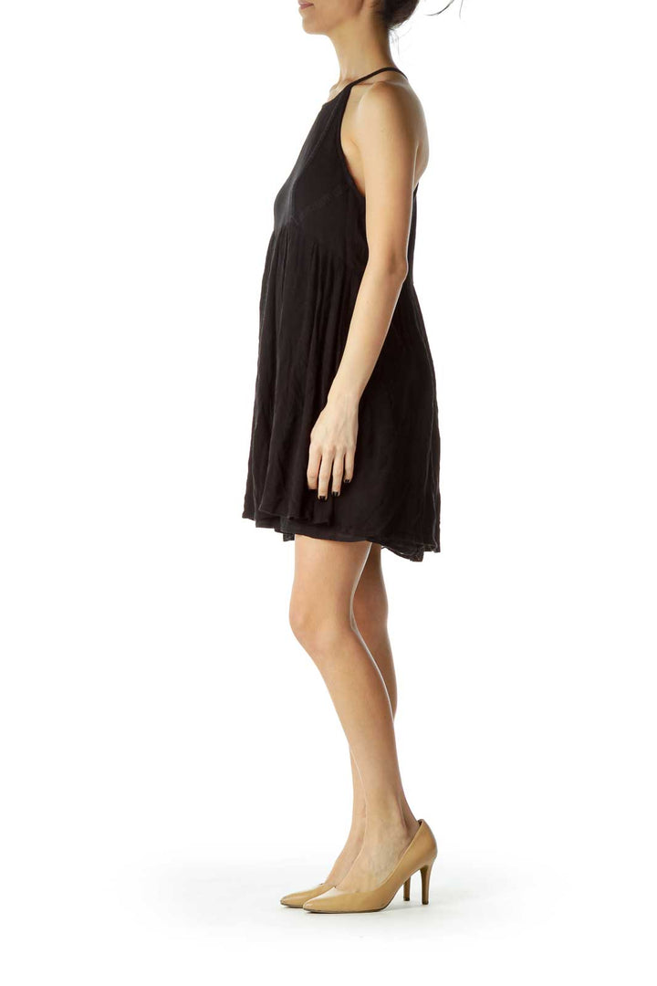 Black Racerback Linen Day Dress