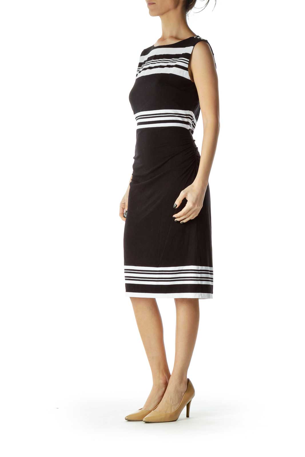 Black White Striped Day Dress