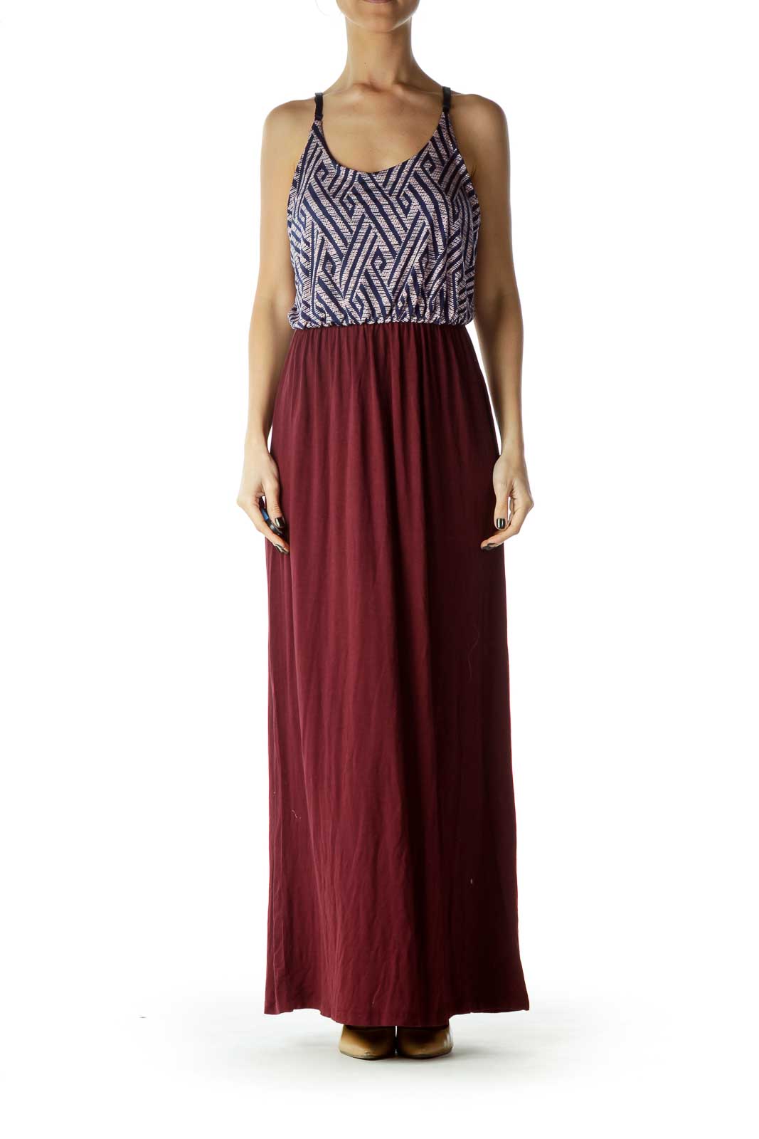 Purple Black Print Top Maxi Dress