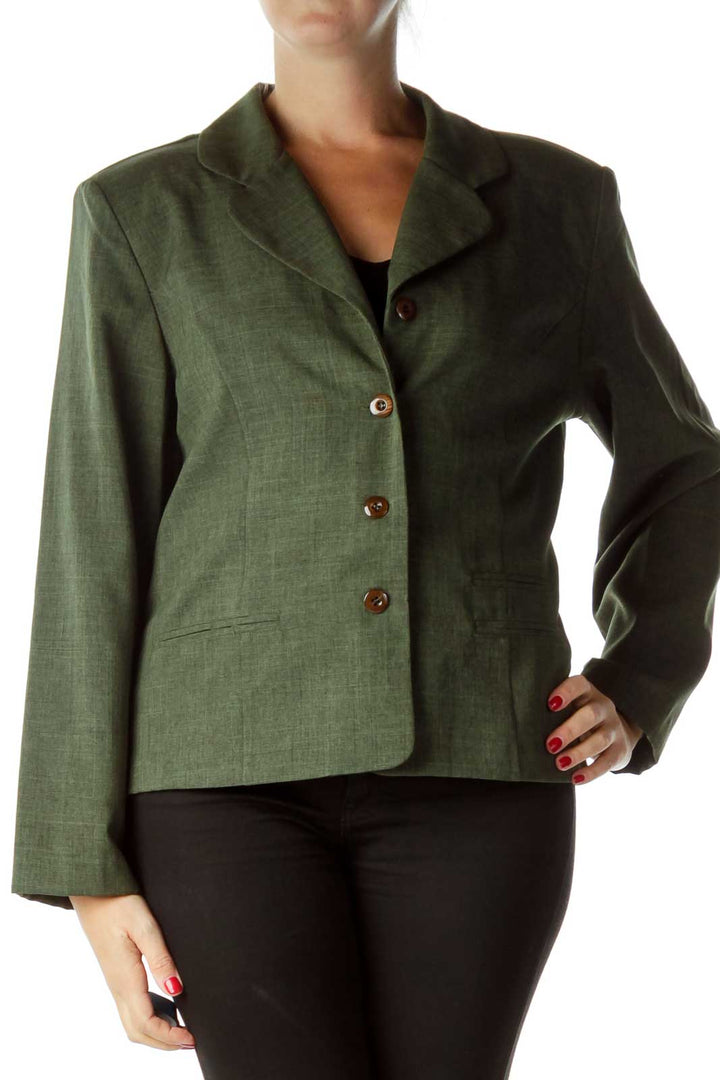 Green Textured Suit Jacket