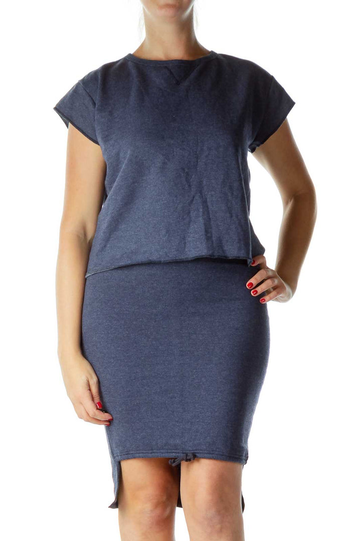 Blue Brush Back Fleece Top & Skirt Set