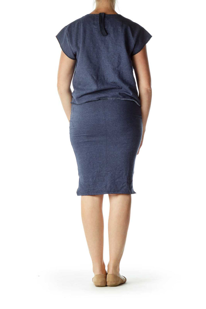 Blue Brush Back Fleece Top & Skirt Set