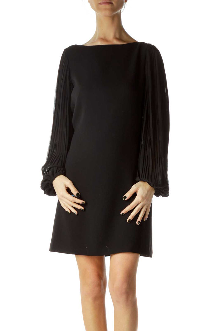 Black Sheer Long Sleeve Shift Dress