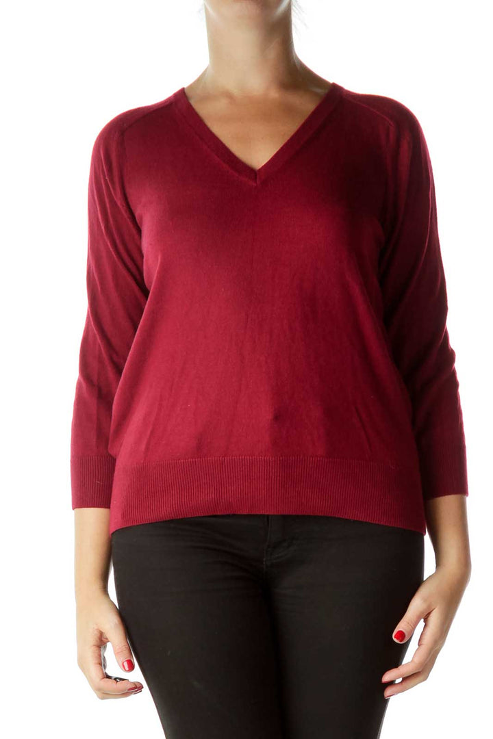 Red 3/4 Sleeve Sweater