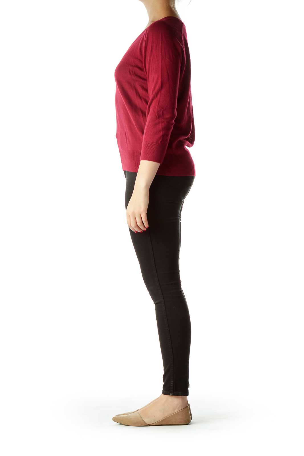 Red 3/4 Sleeve Sweater