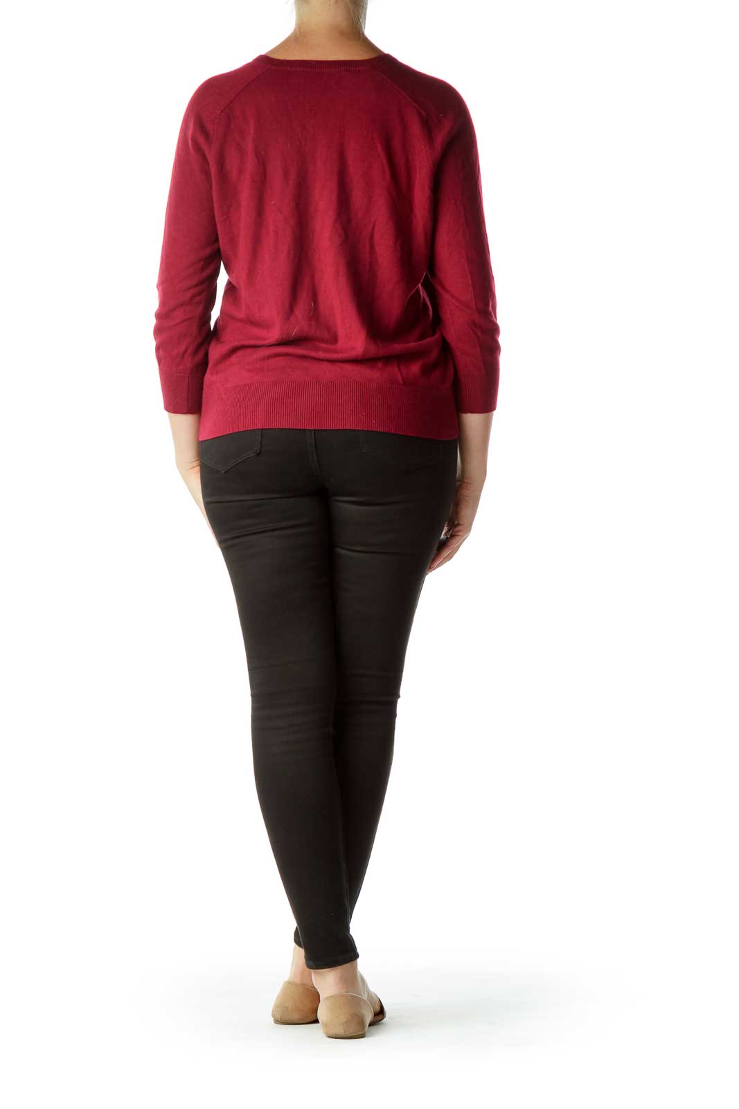 Red 3/4 Sleeve Sweater