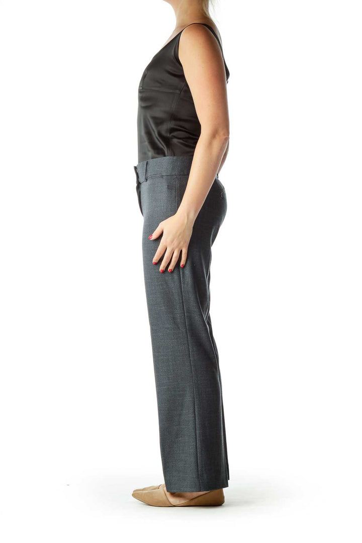 Blue Mottled Straight-Leg Slacks