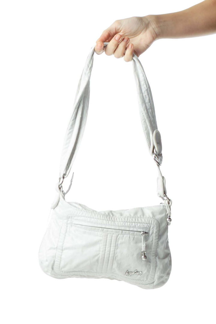 Gray Zippered Stitch Detailed Purse