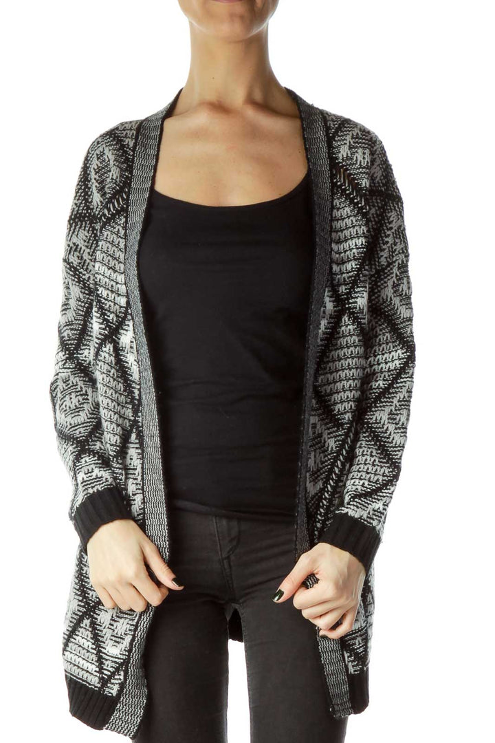 Black Gray Knit Cardigan