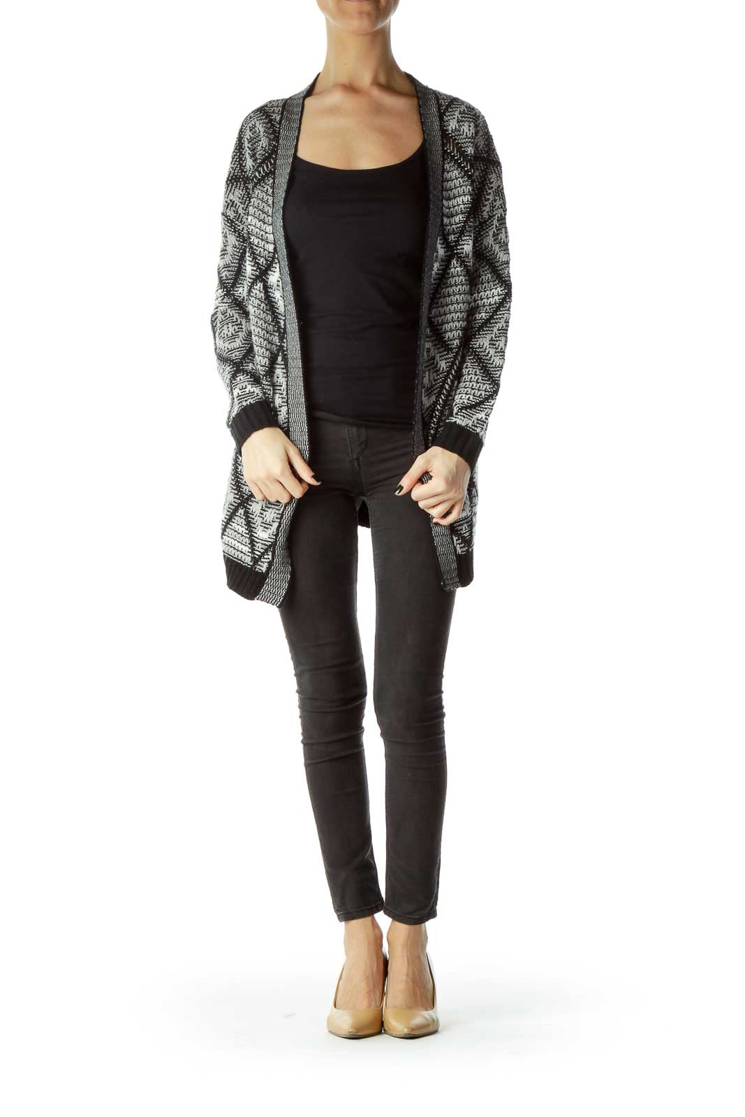 Black Gray Knit Cardigan