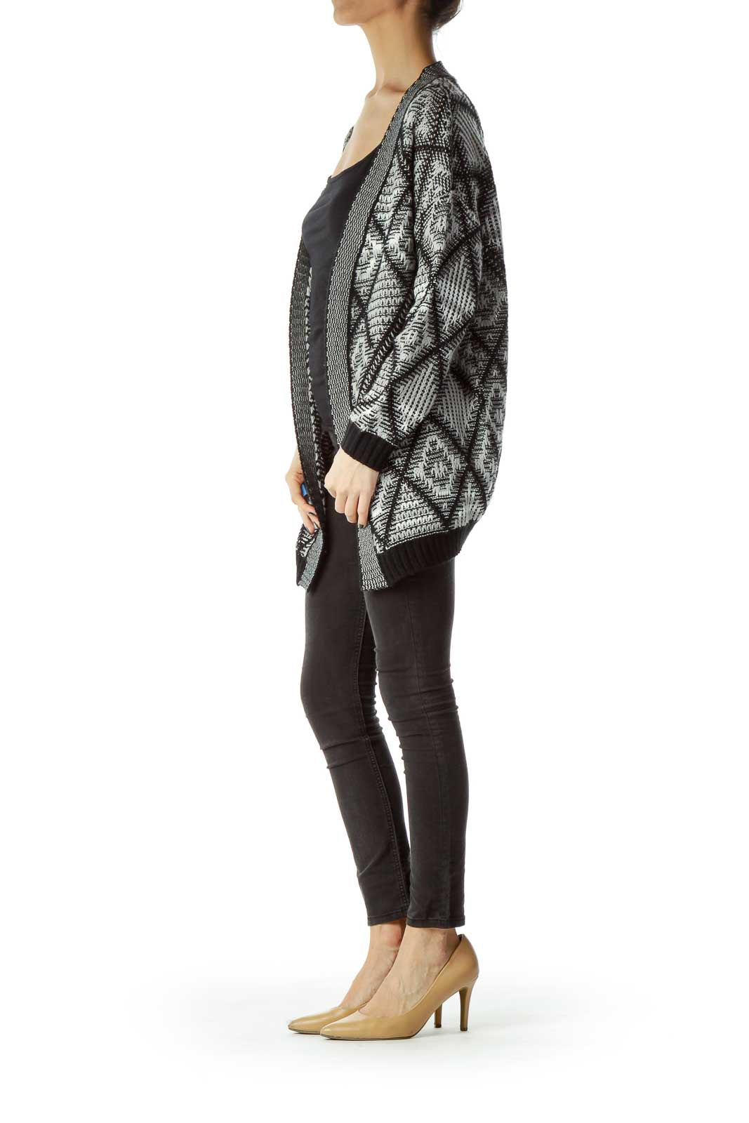 Black Gray Knit Cardigan