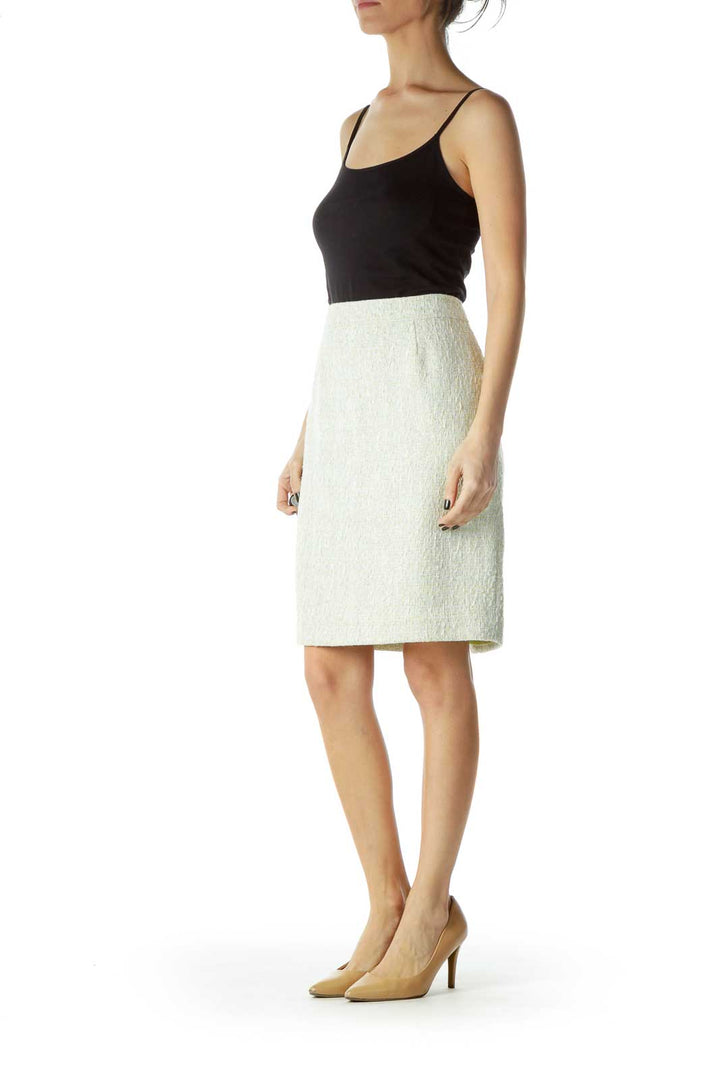 Green White Tweed Pencil Skirt