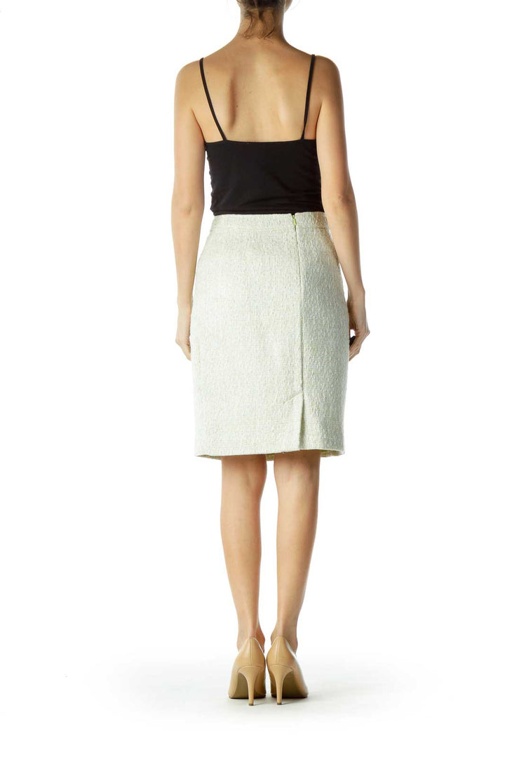 Green White Tweed Pencil Skirt