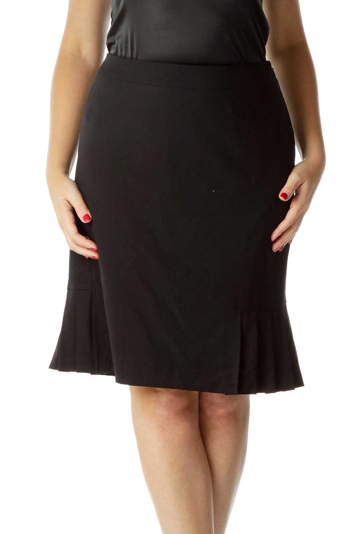 Black Pleated Pencil Skirt