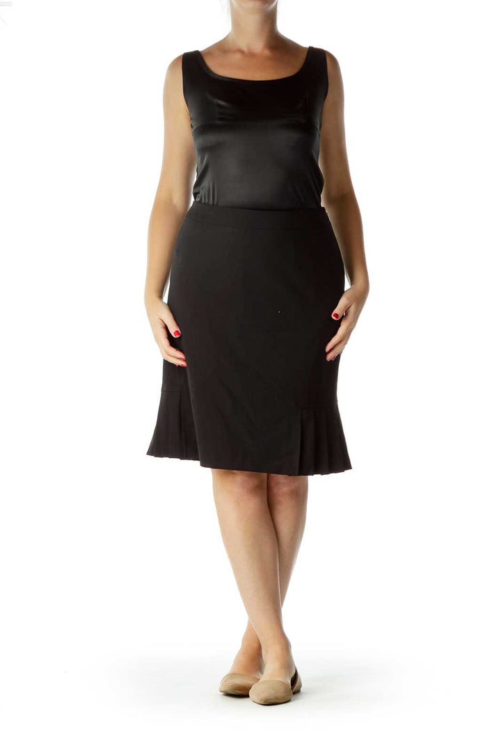 Black Pleated Pencil Skirt