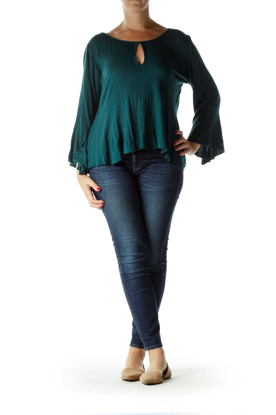 Green Flared Blouse