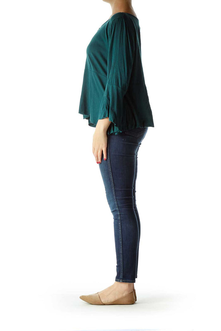 Green Flared Blouse