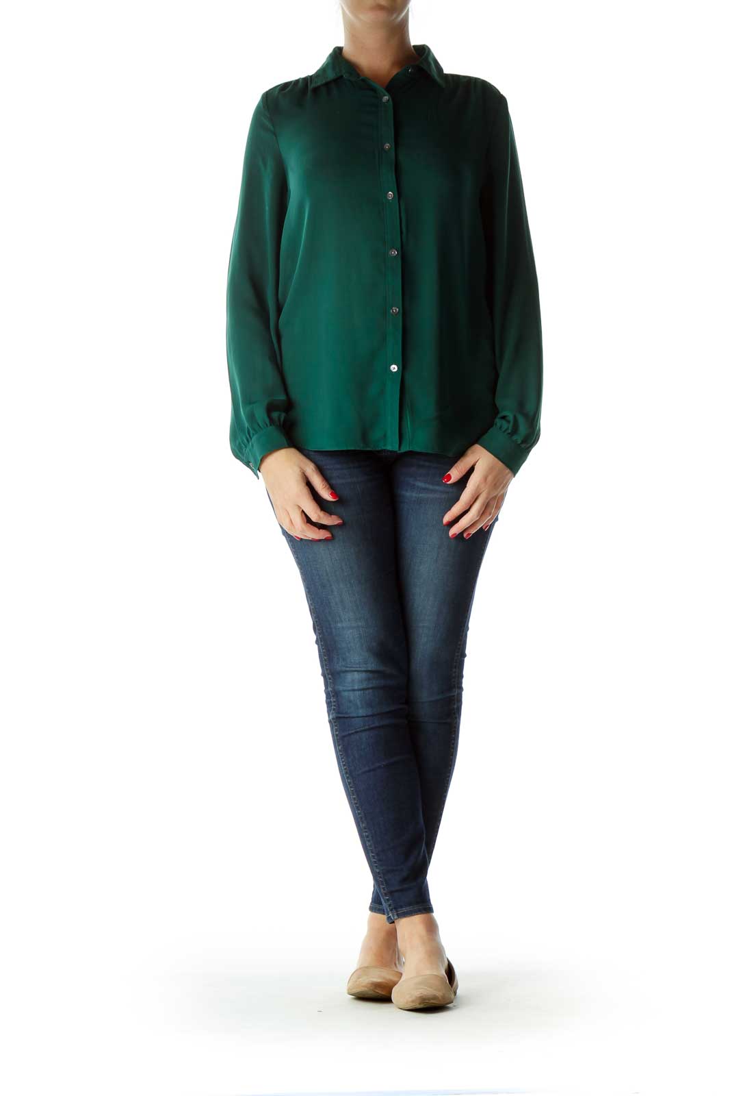 Green Buttoned Long Sleeve Shirt