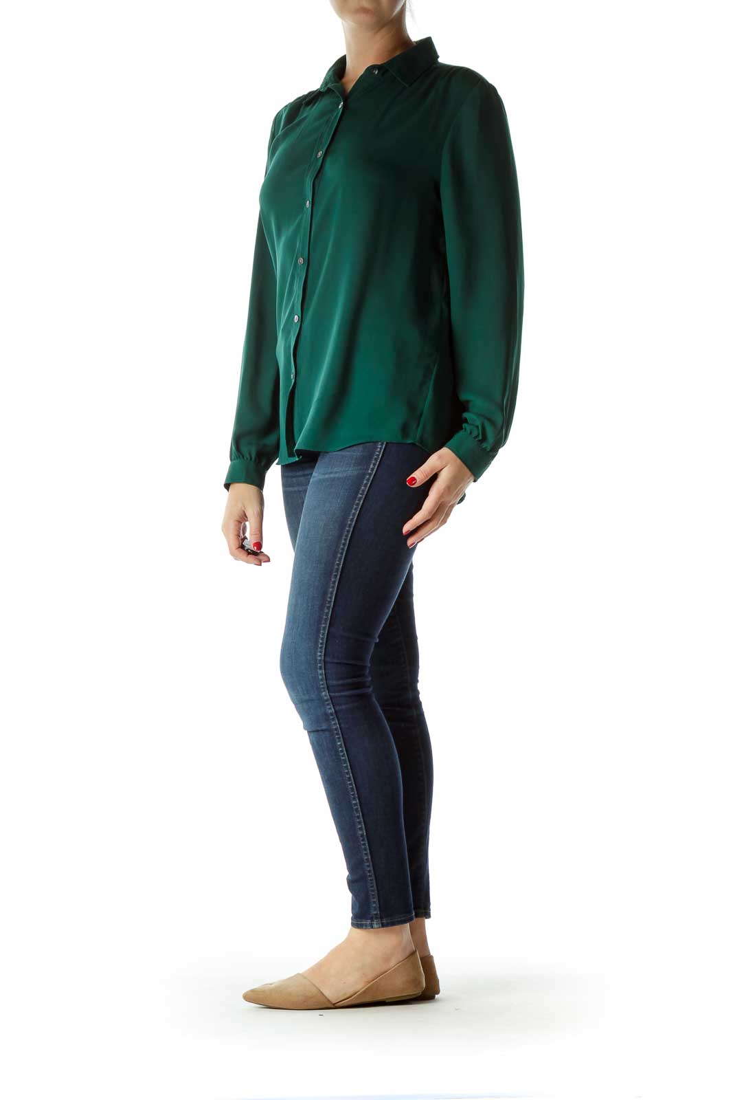 Green Buttoned Long Sleeve Shirt