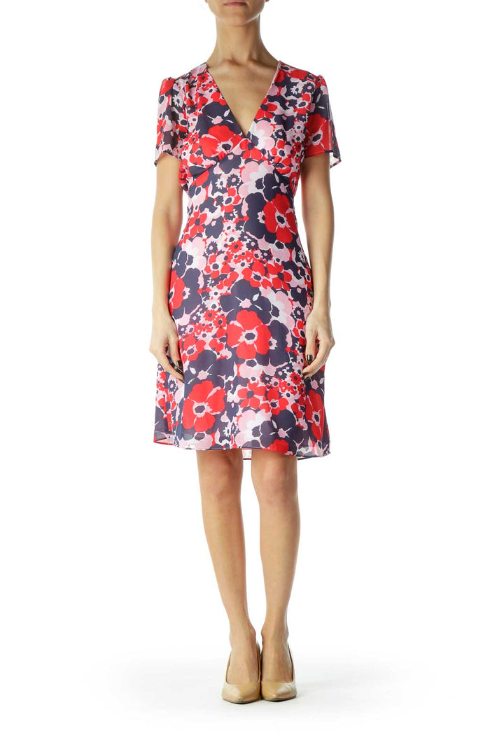 Pink Red Blue Floral Day Dress