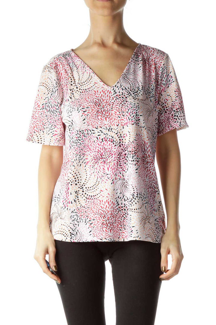 Pink Beige Printed T-Shirt