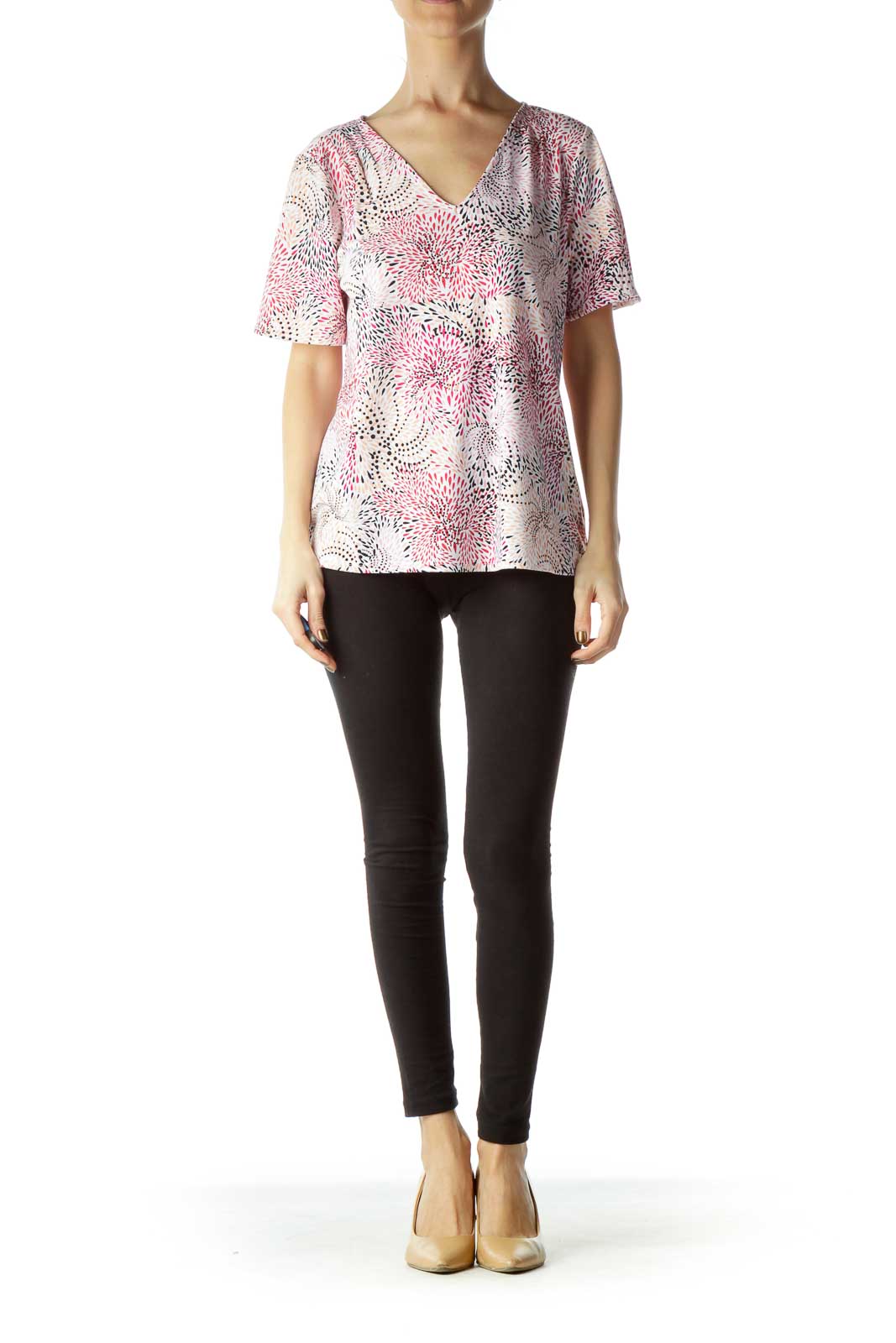 Pink Beige Printed T-Shirt