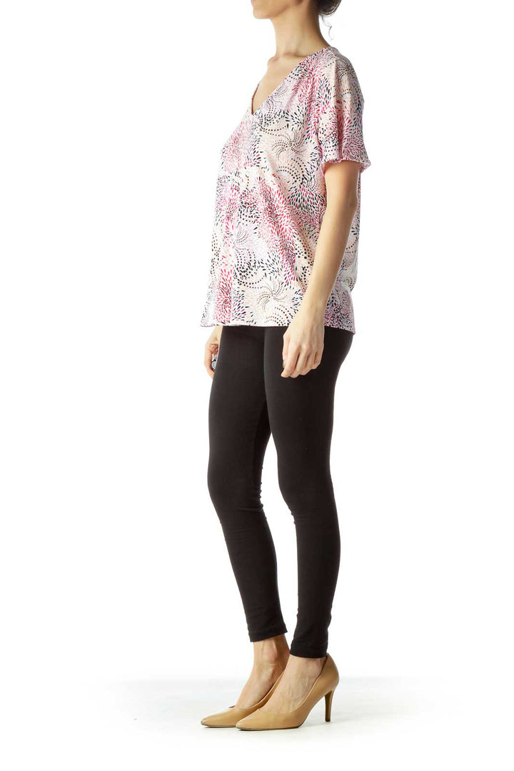 Pink Beige Printed T-Shirt