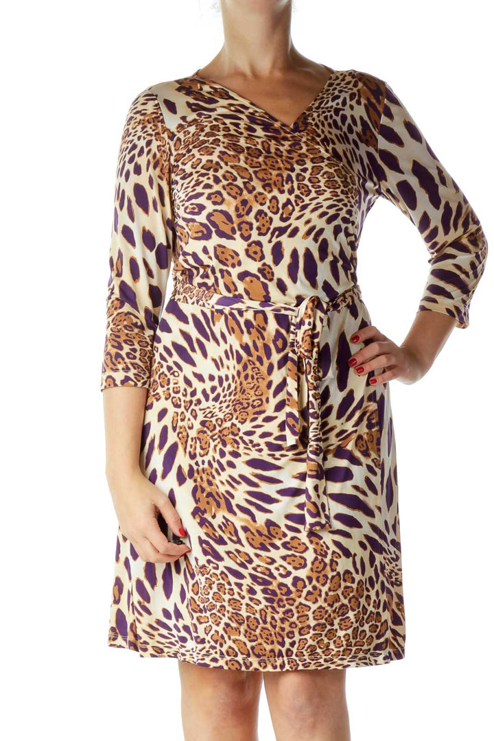 Purple Animal Print Wrap Dress