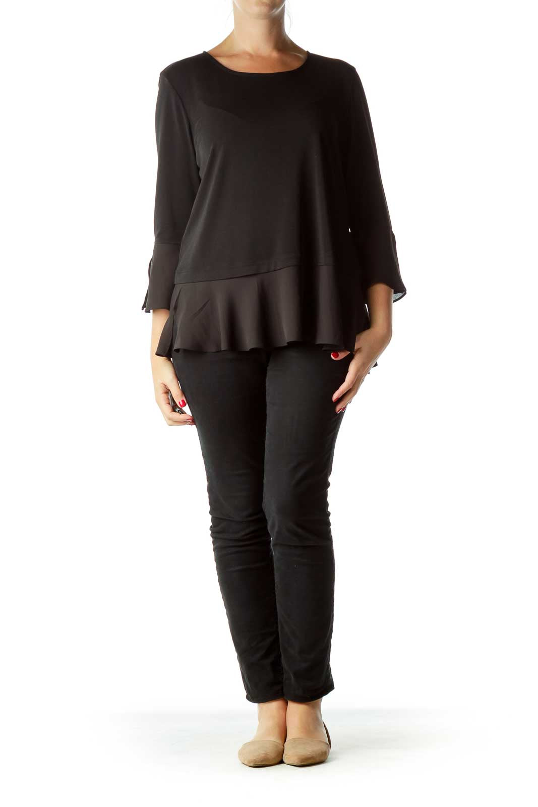 Black Bell Sleeve Blouse