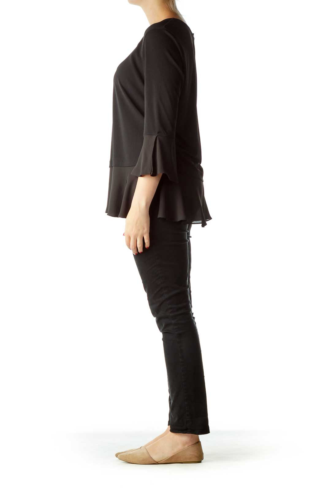 Black Bell Sleeve Blouse