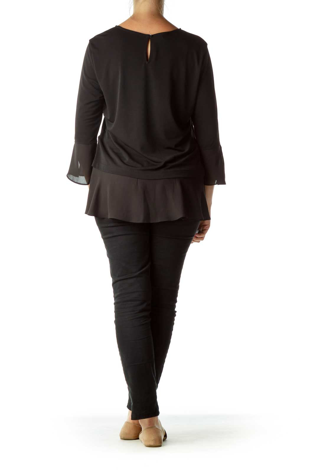 Black Bell Sleeve Blouse