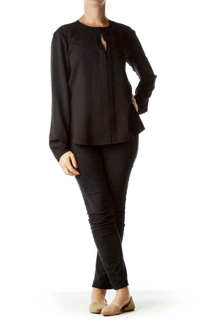 Black V-Neck Blouse