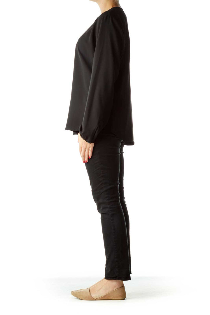 Black V-Neck Blouse