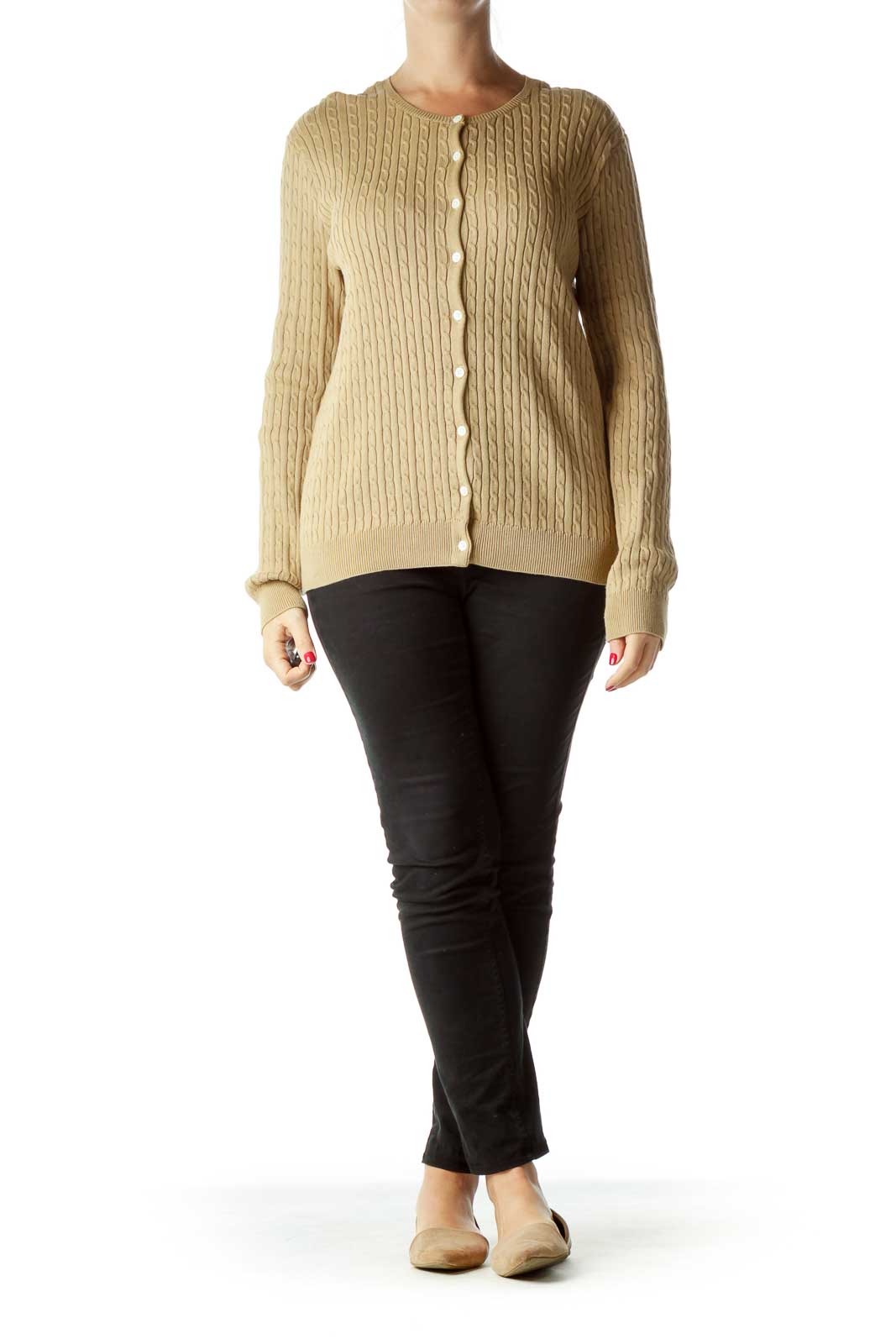 Brown Cable Knit Cardigan