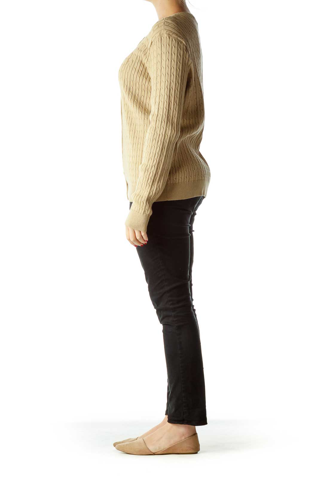 Brown Cable Knit Cardigan