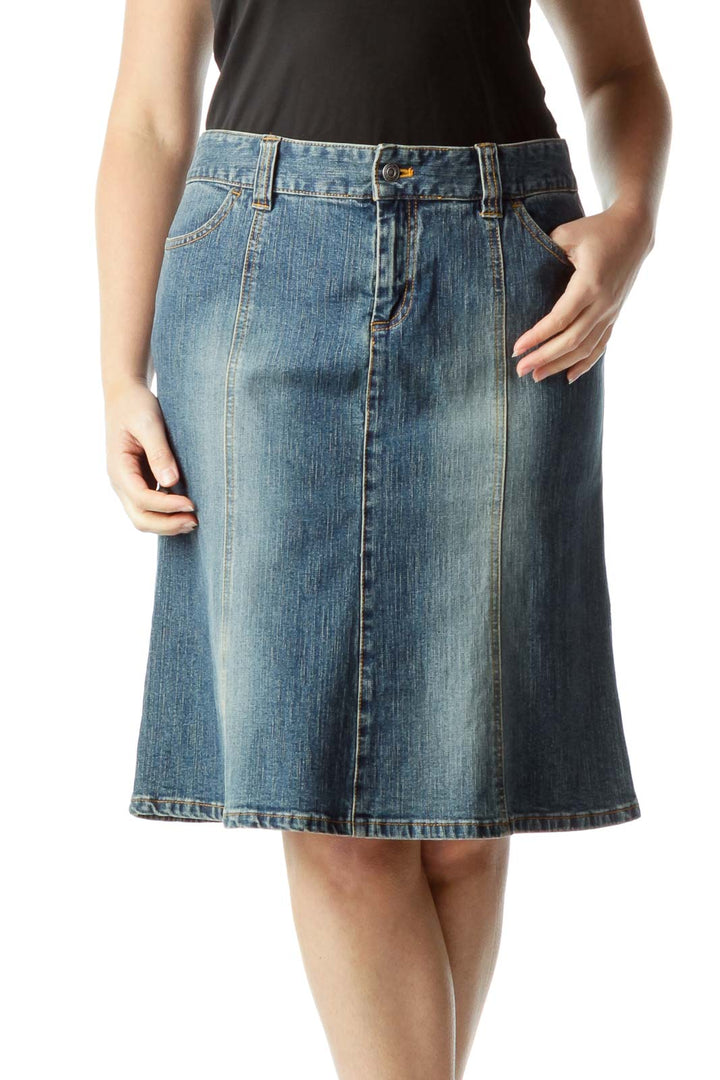 Blue Flared Denim Skirt