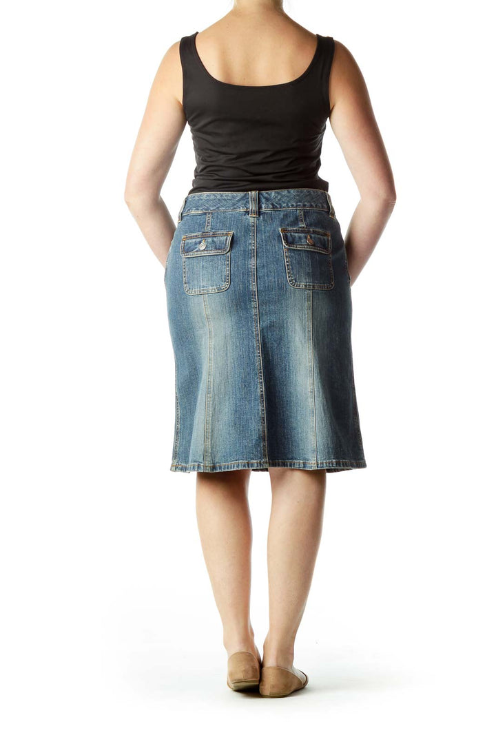 Blue Flared Denim Skirt