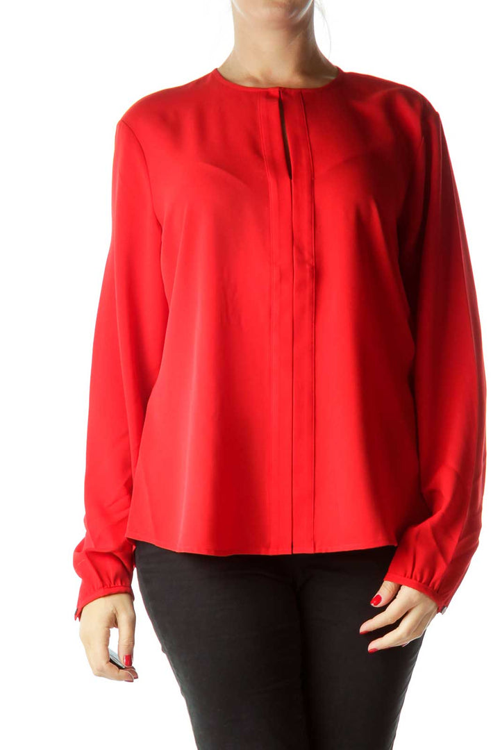 Red V-Neck Blouse