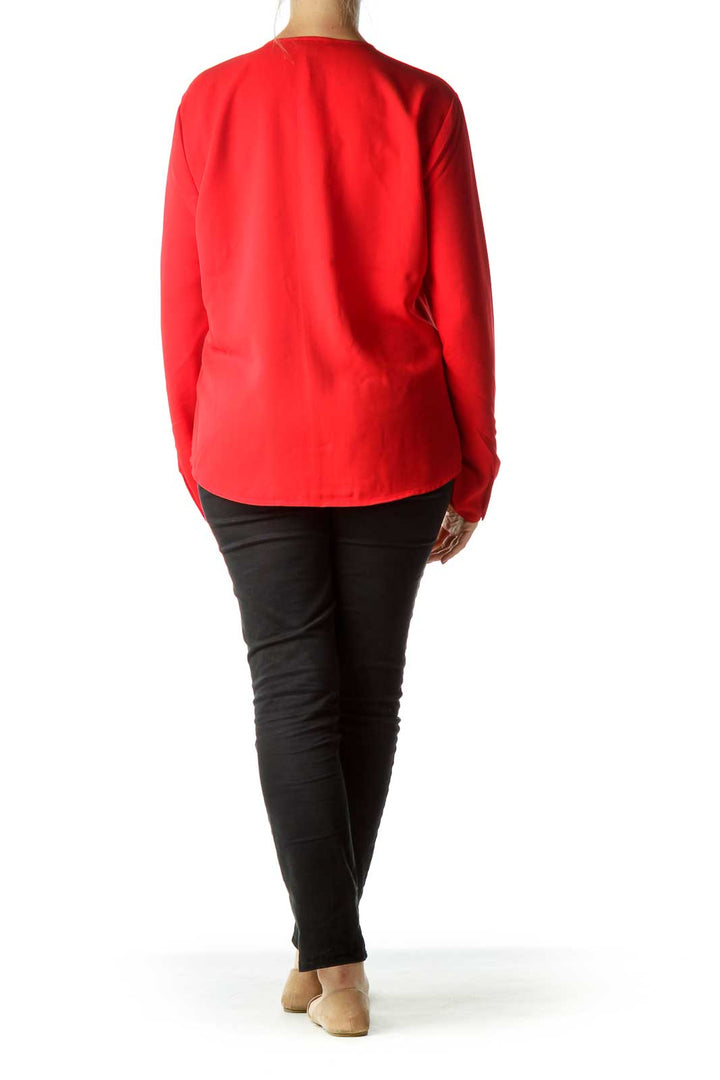 Red V-Neck Blouse