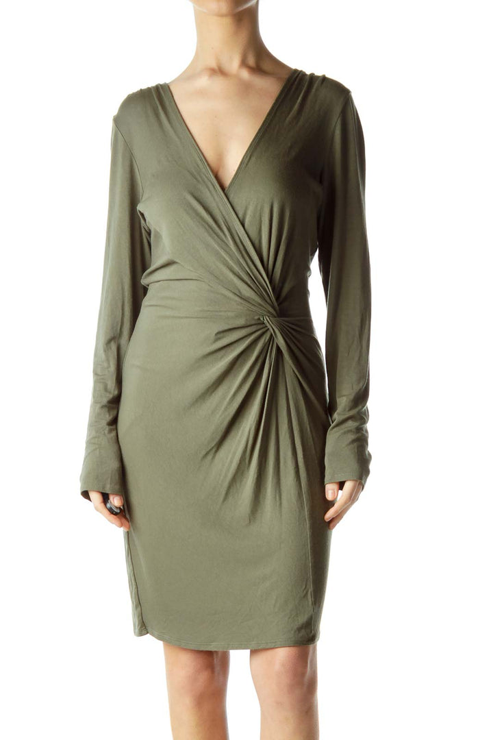 Green Ruched Jersey Dress