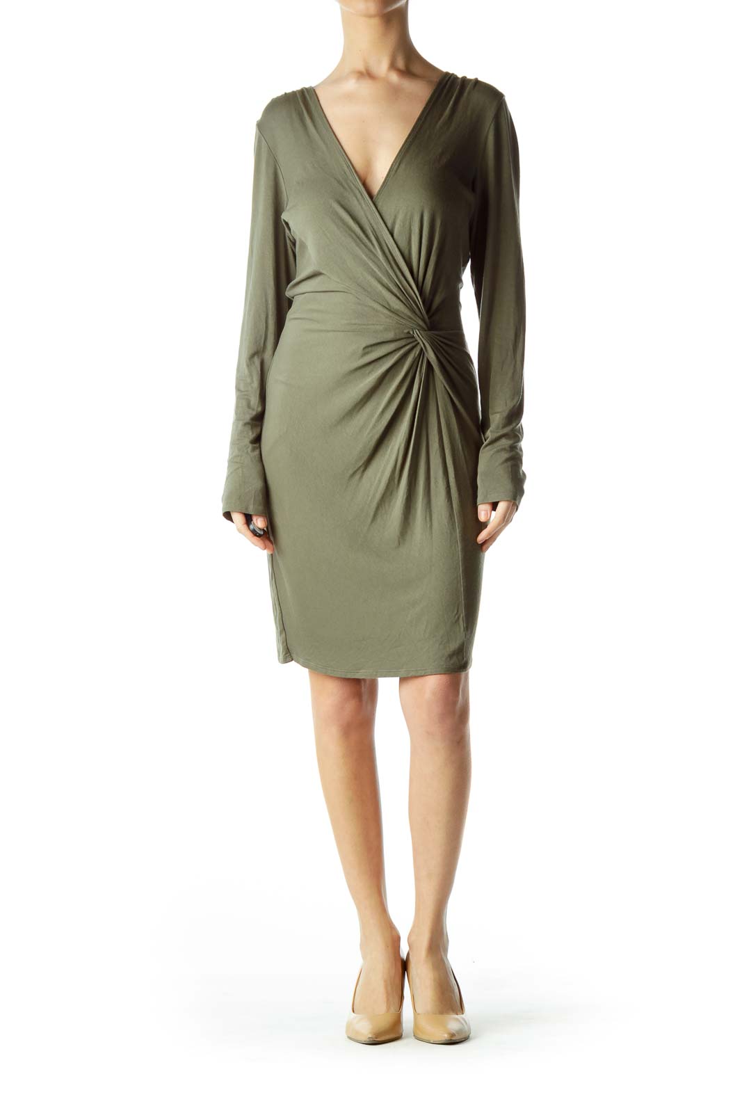 Green Ruched Jersey Dress