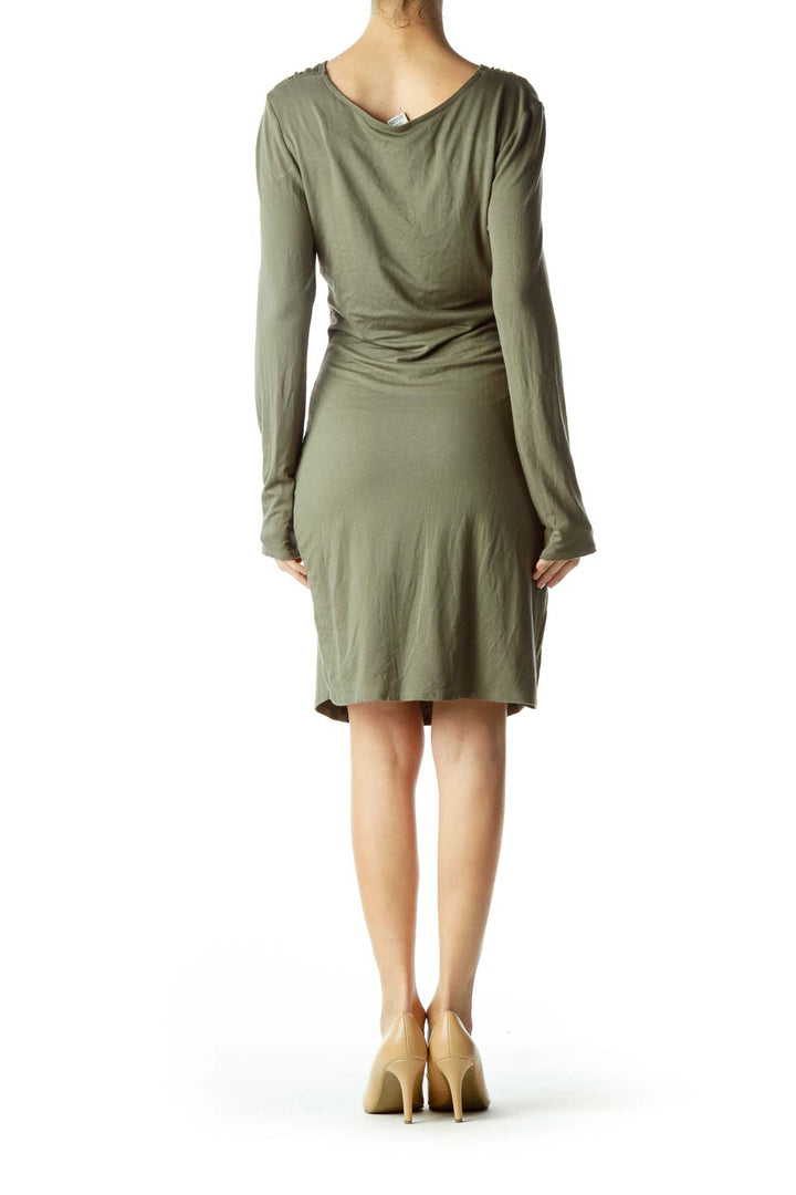 Green Ruched Jersey Dress