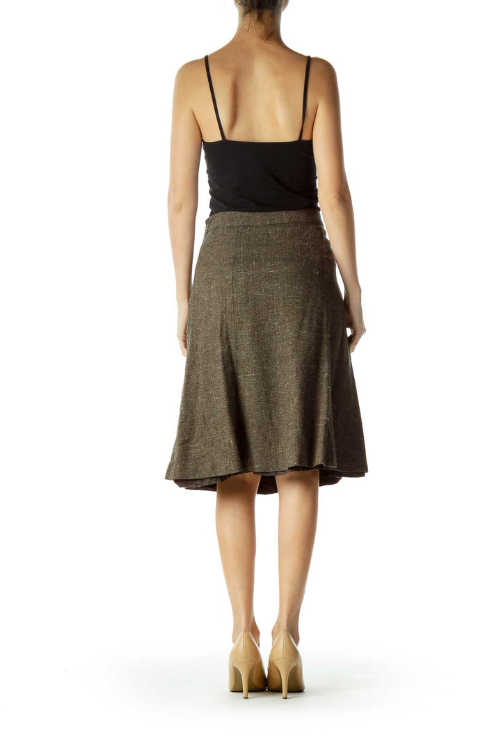 Brown Mottled Flared Skirt