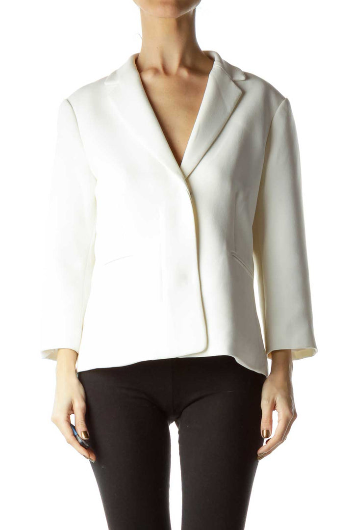 White Snap Button Blazer