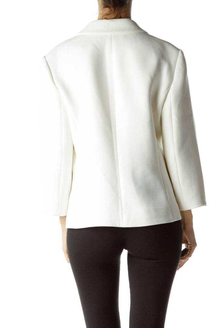 White Snap Button Blazer