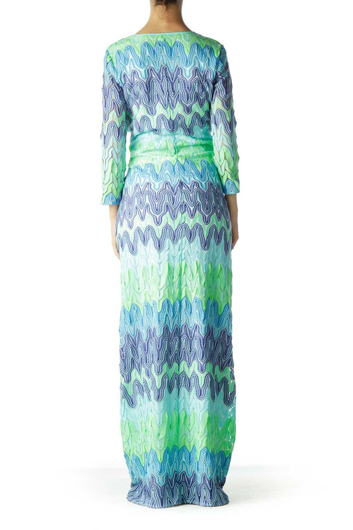 Green Navy Lace Maxi Dress