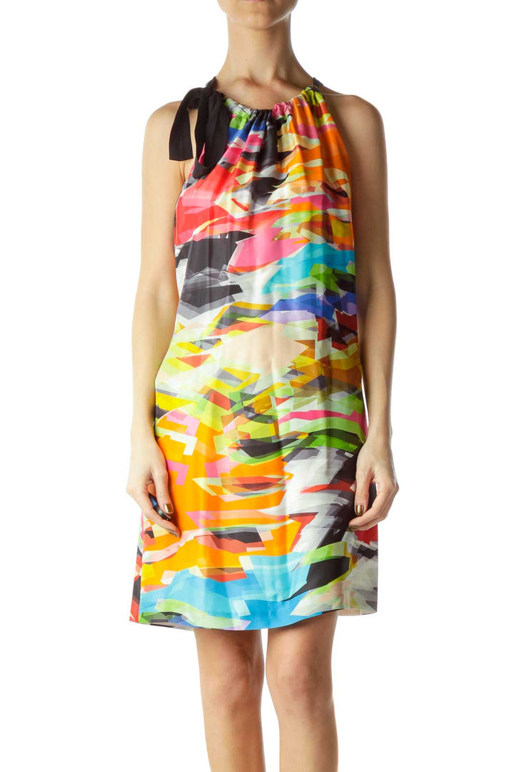 Multicolor Silk Tent Silk Dress