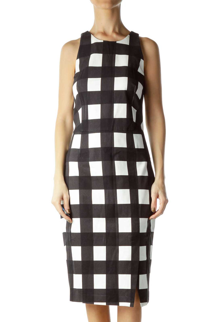 Black Checkered Sheath Dress