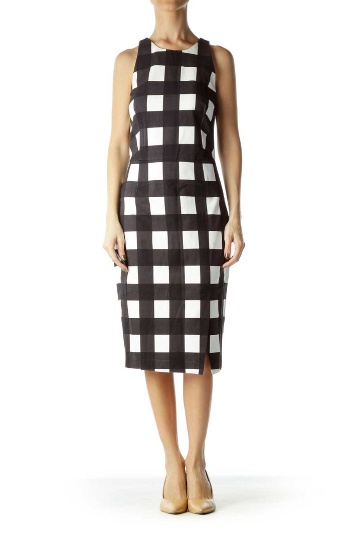 Black Checkered Sheath Dress